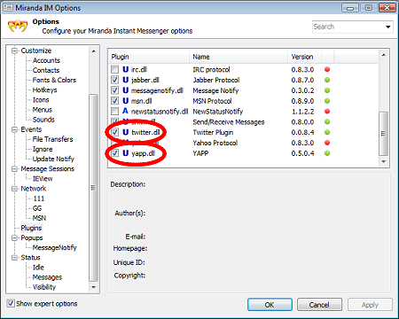 Miranda-IM Plugins